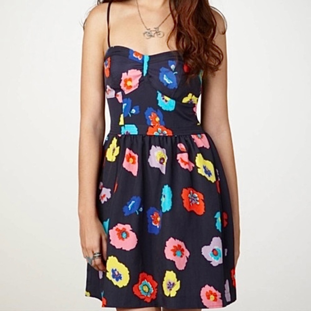 American Eagle Navy Blue Floral Skater Dress